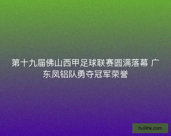 第十九届佛山西甲足球联赛圆满落幕 广东凤铝队勇夺冠军荣誉